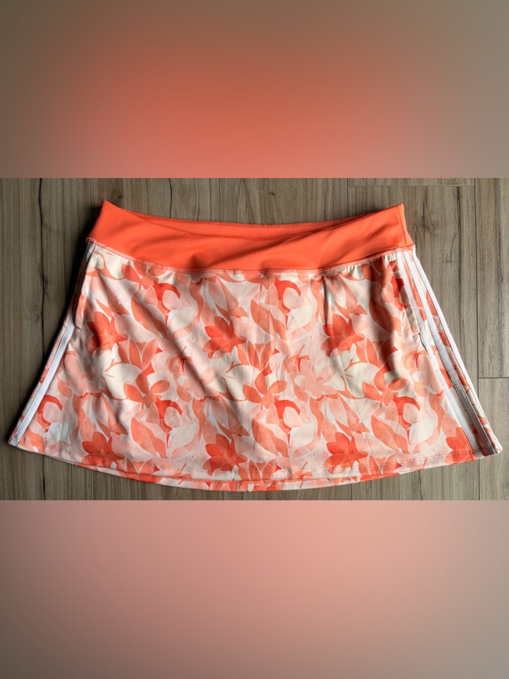 Adidas Skort Womens XL Orange Floral Tennis Golf Skirt Built In Shorts